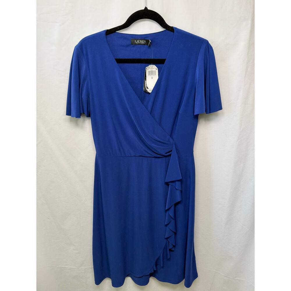 Lauren Ralph Lauren Royal Blue Faux Wrap Dress, Size 6 - NEW!